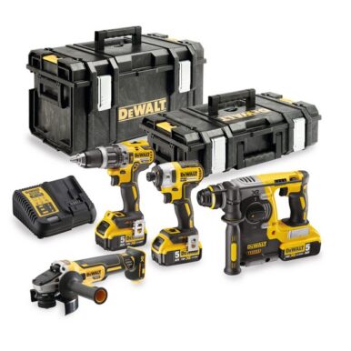 Комплект акумулаторни машини 2 броя винтоверти ъглошлайф перфоратор DEWALT DCK422P3 18V